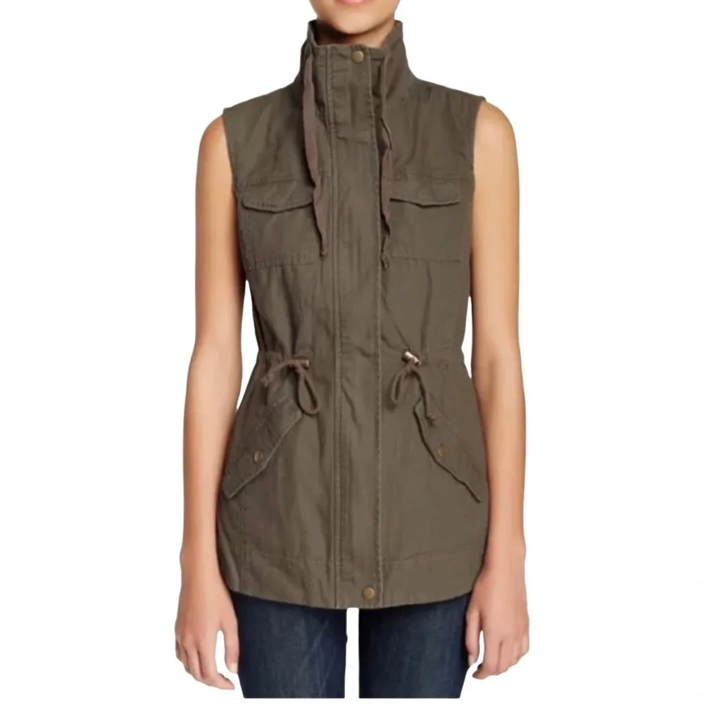 Sebby Khaki Green 100% Cotton Cargo Utility Safari Vest S